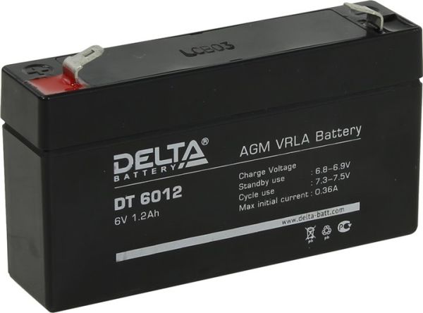 Аккумулятор для ИБП Delta Battery DT 6012 1,2А/ч-6V- EN1 - прямая 97x24x57