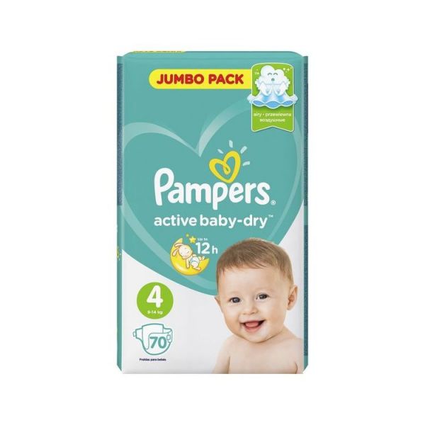 Подгузники Pampers Active Baby-Dry 4 9 - 14 кг, размер 4, 70 шт.