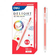 Ручка гелевая Deli ght EG118-RD красный , прозрачный